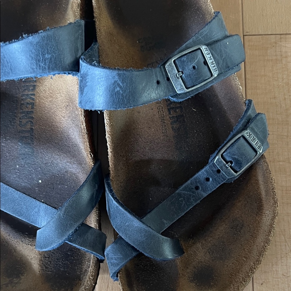 Birkenstock Navy Leather Double Strap Sandals - Picture 10 of 13